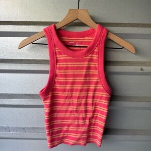NEW AERIE RED RIBBED TABK TOP SZ SMALL S
